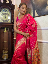 Queen Pink Banarasi Patola Silk Saree