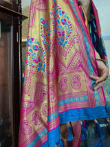 Azure Blue Kanjeevaram Silk Banarasi Handloom Saree