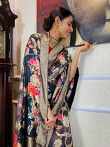 Spruce Blue Designer Banarasi Silk Saree