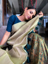 Pine Green Uppada Cotton Silk Saree