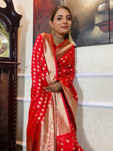 Crimson Red Banarasi Silk Handloom Saree