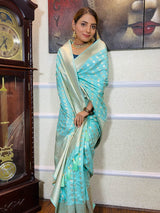 Pastel Blue Banarasi Silk Handloom Saree