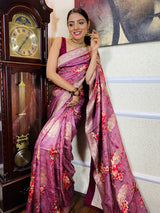 Taffy Violet Designer Banarasi Silk Saree