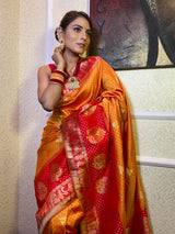 Mustard Yellow Banarasi Handloom Silk Saree