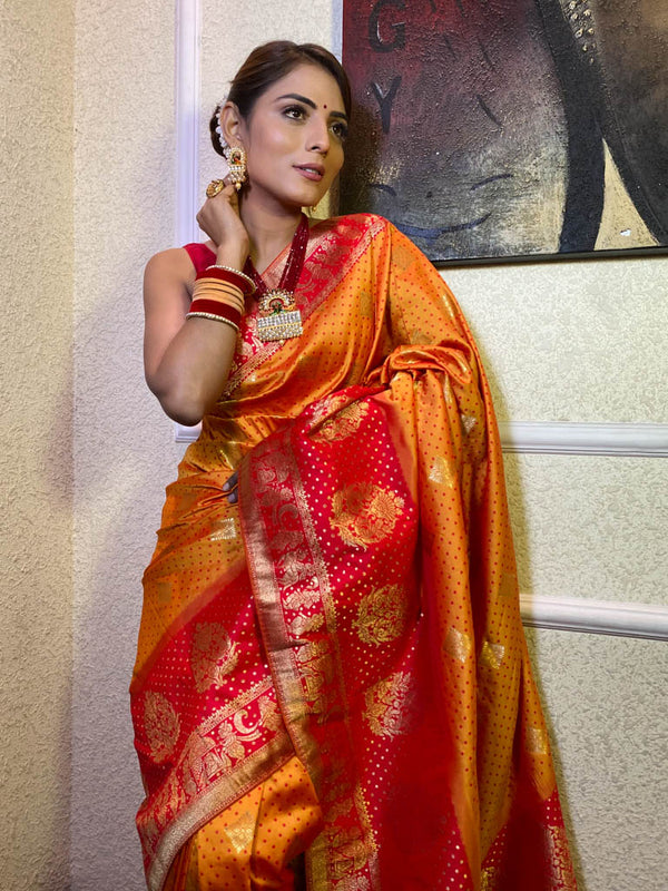 Mustard Yellow Banarasi Handloom Silk Saree
