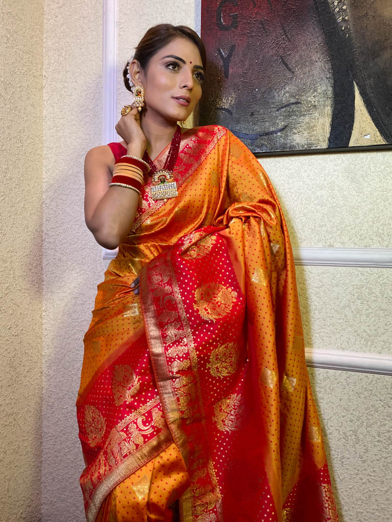 Mustard Yellow Banarasi Handloom Silk Saree