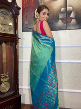 Teal Green Patola Silk Saree