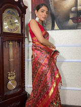 Off White Patola Tussar Silk Saree