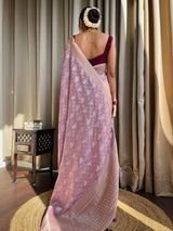 Lavender Purple Banarasi Uppada Silk Saree