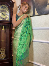 Parakeet Green Banarasi Silk Saree