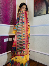 Tuscan Yellow Linen Sequined Saree