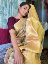 Medallion Golden Uppada Cotton Silk Saree