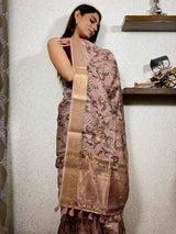 Sepia Brown Uppada Cotton Silk Saree