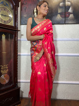Queen Pink Banarasi Patola Silk Saree
