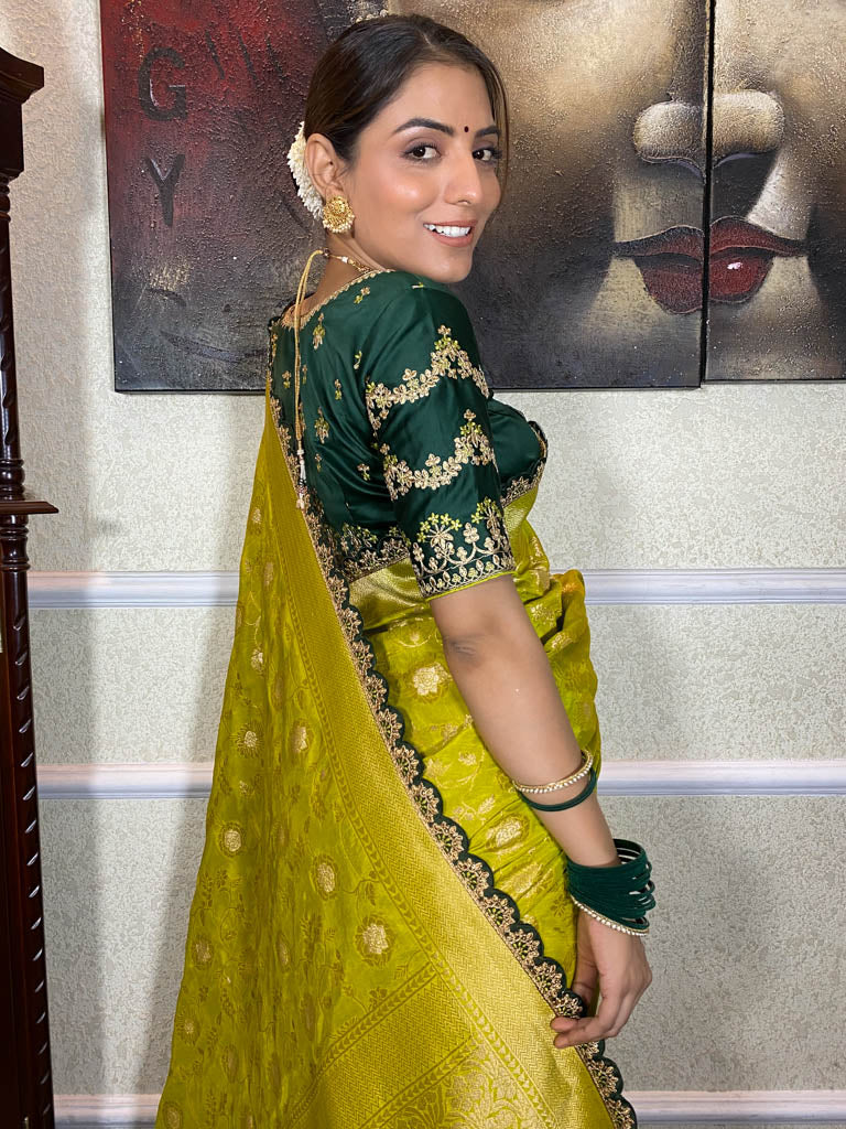 Baby Mehendi Banarasi Uppada Silk Saree