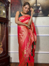 Punch Pink Banarasi Silk Saree