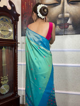 Teal Green Patola Silk Saree