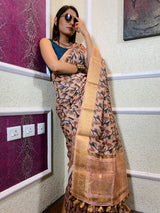 Sepia Brown Uppada Cotton Silk Saree