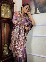 Mauve Violet Designer Banarasi Silk Saree