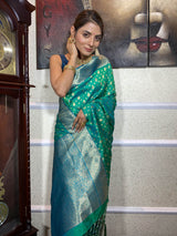 Teal Green Banarasi Silk Saree