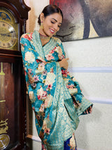 Ocean Navy Blue Designer Banarasi Silk Saree