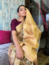 Medallion Golden Uppada Cotton Silk Saree