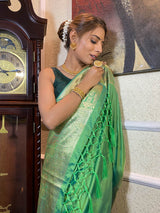 Parakeet Green Banarasi Silk Saree