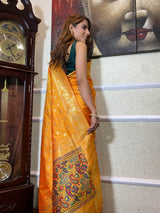 Mustard Yellow Banarasi Silk Saree