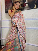 Multi Shade Linen Sequined Saree