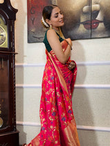 Queen Pink Banarasi Silk Saree