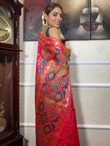 Queen Pink Banarasi Patola Silk Saree