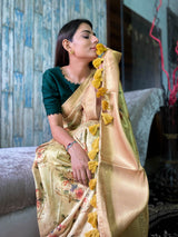 Fern Green Uppada Cotton Silk Saree