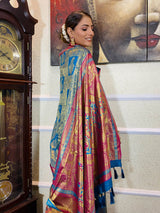 Azure Blue Kanjeevaram Silk Banarasi Handloom Saree