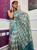 Cream White Uppada Cotton Silk Saree