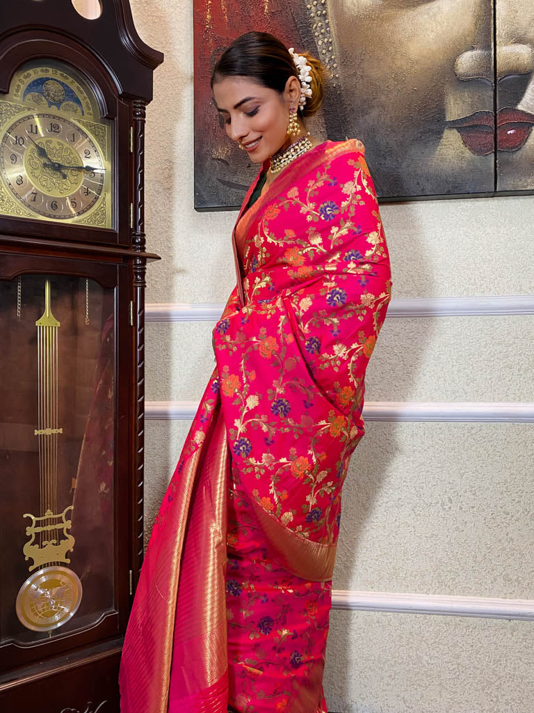 Queen Pink Banarasi Silk Saree