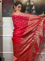 Punch Pink Banarasi Silk Saree