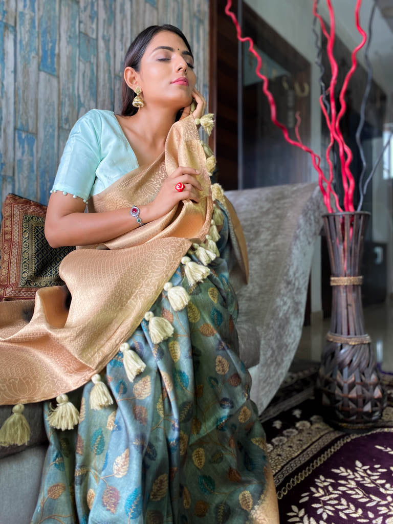 Sacramento Green Uppada Cotton Silk Saree