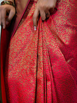 Queen Pink Katan Silk Banarasi Handloom Saree