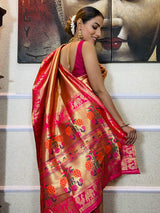 Queen Pink Banarasi Silk Saree