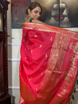Punch Pink Banarasi Silk Saree