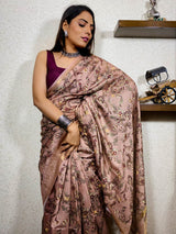 Sepia Brown Uppada Cotton Silk Saree