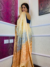 Multi Shade Hand Dyed Banarasi Silk Saree