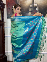 Teal Green Patola Silk Saree