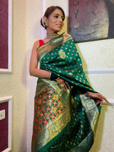 Pine Green Banarasi Patola Silk Saree