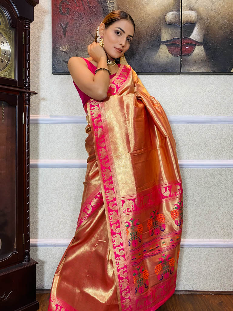 Queen Pink Banarasi Silk Saree