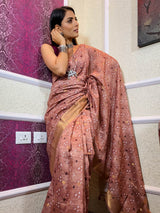 Mahogany brown Uppada Cotton Silk Saree