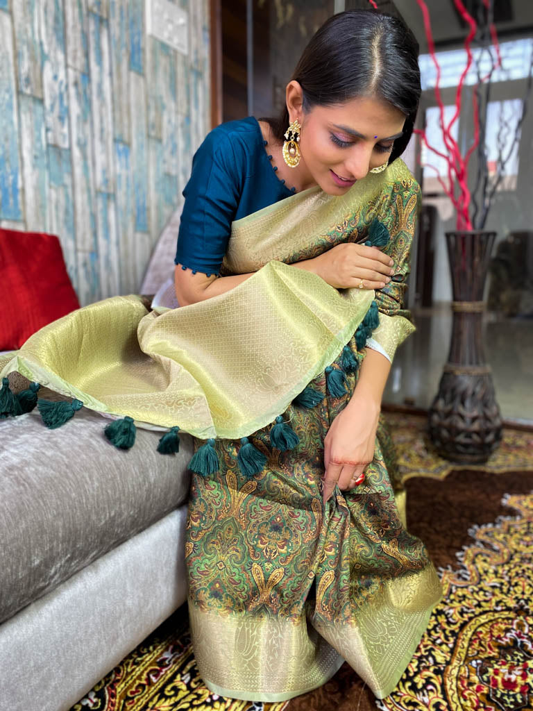 Pine Green Uppada Cotton Silk Saree
