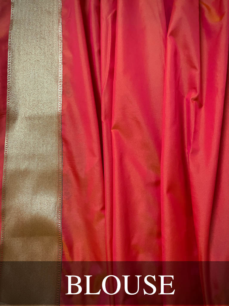 Tangerine Orange Meenakari Banarasi Silk Saree