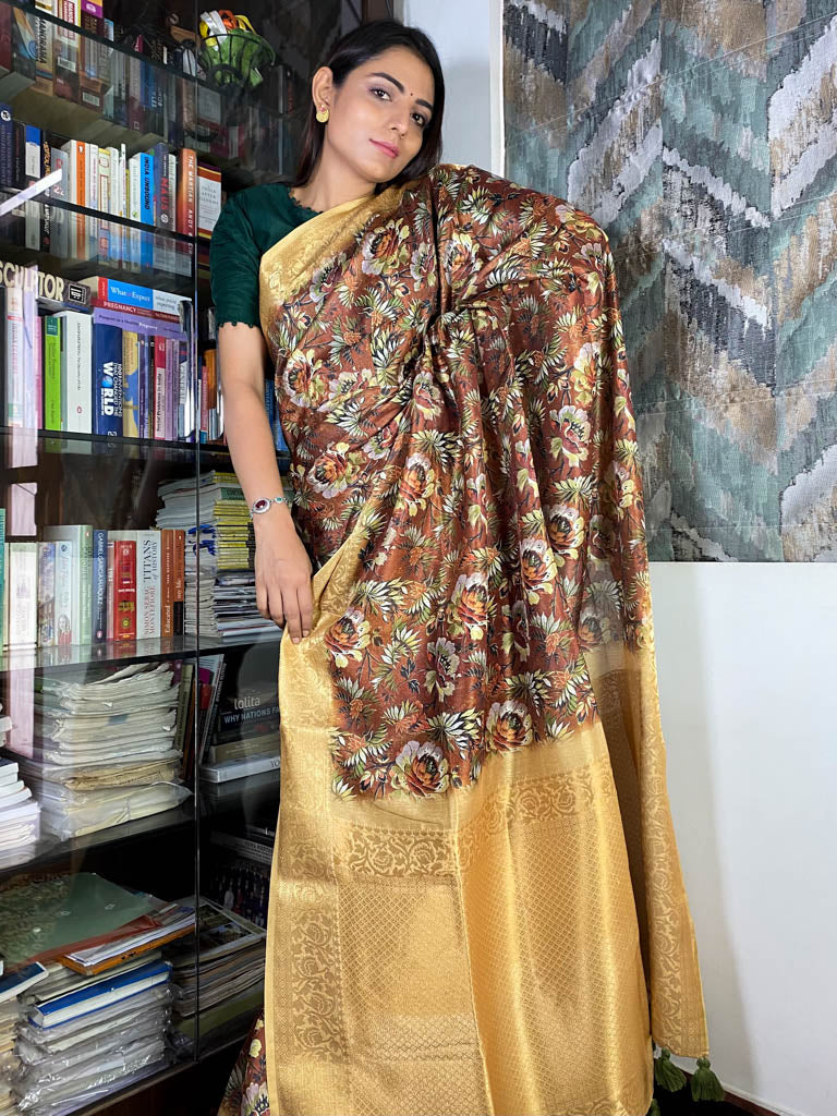 Caramel Brown Uppada Cotton Silk Saree