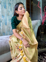 Fern Green Uppada Cotton Silk Saree